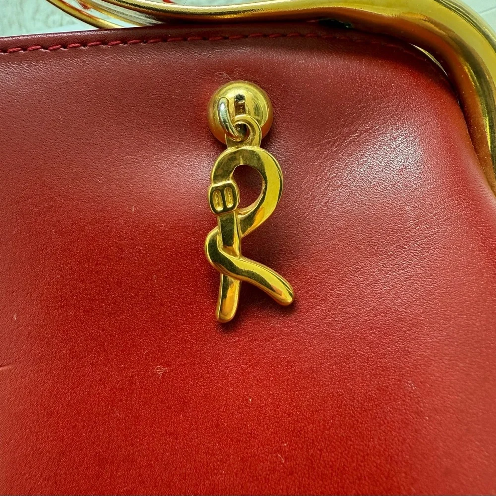 Roberta di Camerino Leather Velvet Trimmed Handle Bag